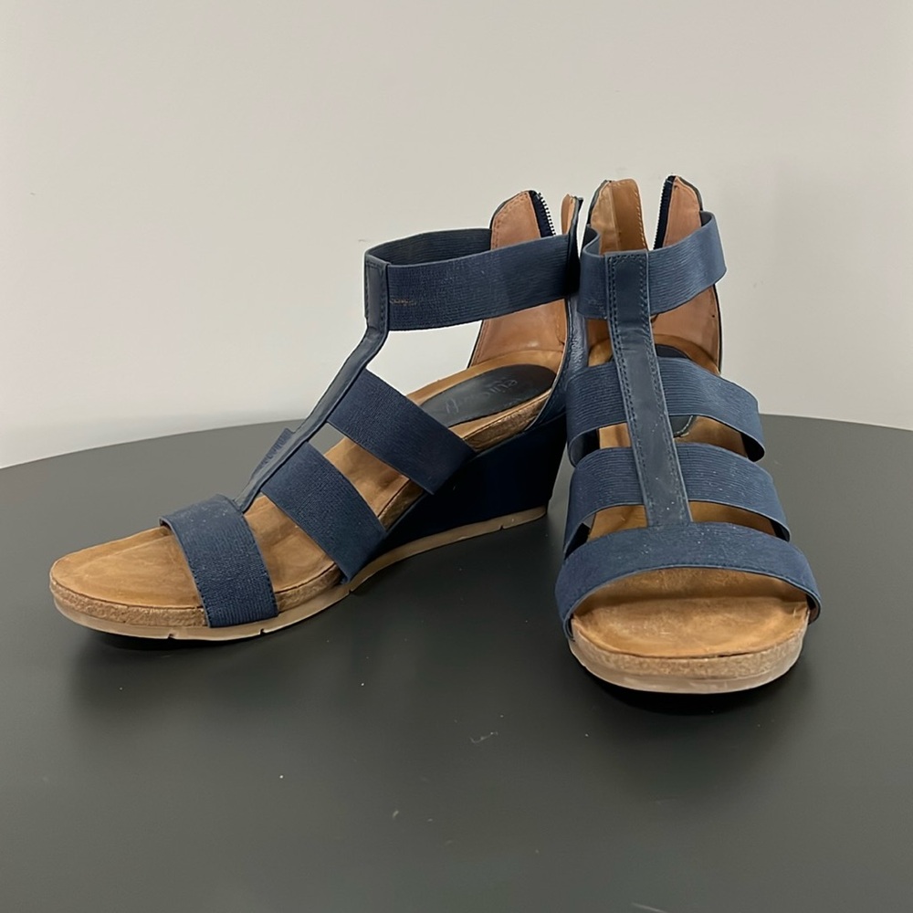Blue Eurosoft Verona strappy‎ wedge sandals size 10